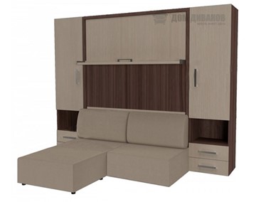 Подъемная кровать Кровать-трансформер Smart (ШЛ+КД 1600+ШП+Пуф), 2 шкафа, без подлокотников в Ульяновске