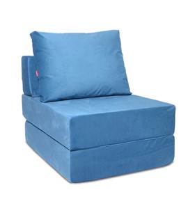 Бескаркасное кресло-кровать Окта, велюр синий в Ульяновске