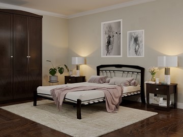 Двуспальная кровать Муза 4 Лайт, 1600, черный/шоколад в Ульяновске