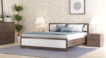 Спальная кровать Золушка, 140х200 с основанием, кожзам, венге в Ульяновске