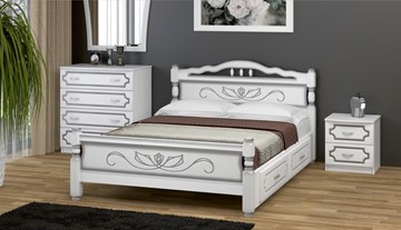 Кровать с выкатными ящиками Карина-5 (Белый Жемчуг) 160х200 в Ульяновске