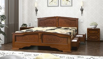 Кровать с выкатными ящиками Елена (Орех) 140х200 в Ульяновске