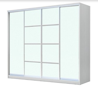 Шкаф 4-х дверный ХИТ 22-24/2-8888, с матовым стеклом, разделительные планки х2, Белый в Ульяновске