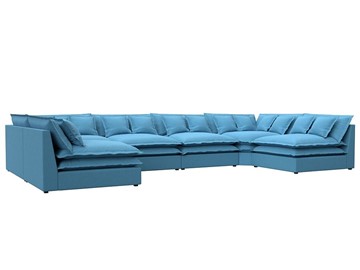 П-образный диван Лига-040, Амур голубой (рогожка) в Ульяновске
