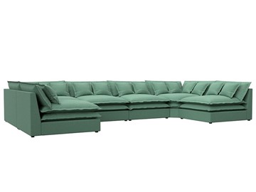 Большой П-образный диван Лига-040, Амур зеленый (рогожка) в Ульяновске