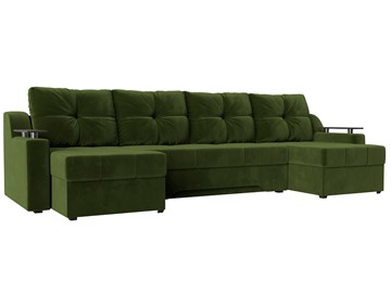 П-образный диван Сенатор, Зеленый (Микровельвет) боннель в Ульяновске