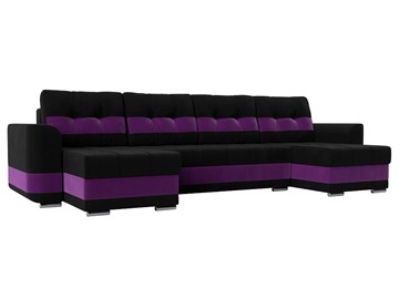 П-образный диван Честер, Черный/фиолетовый (вельвет) в Ульяновске