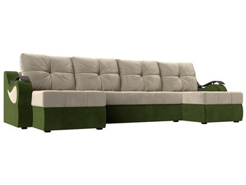 П-образный диван Меркурий П, Бежевый/зеленый (вельвет) в Ульяновске