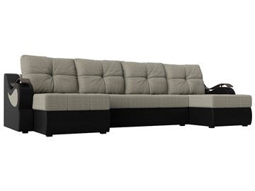П-образный диван Меркурий П, Корфу 02 (рогожка)/черный (экокожа) в Ульяновске