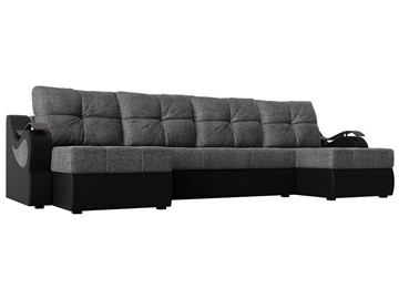 П-образный диван Меркурий П, Серый/черный (рогожка/экокожа) в Ульяновске