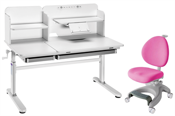 Комплект парта + кресло Iris II Grey + Cielo Pink + чехол для кресла в подарок в Ульяновске