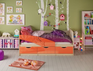 Кровать в детскую Дельфин, Оранжевый глянец 80х180 в Ульяновске