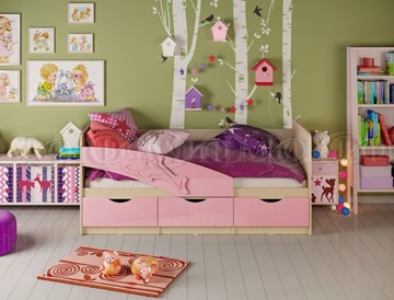 Детская кровать Дельфин, Розовый глянец 80х180 в Ульяновске