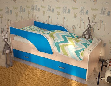 Детская кровать Максимка, корпус Млечный дуб, фасад Синий в Ульяновске - предосмотр