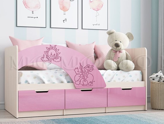 Детская кровать с ящиками Юниор-3, Розовый металлик в Ульяновске - изображение