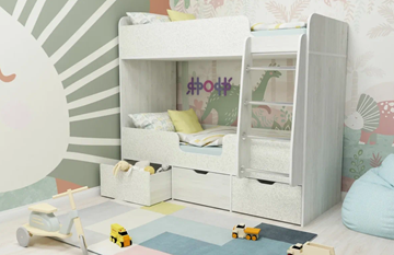 Детская двухэтажная кровать Малыш двойняшка 70х160, корпус Винтерберг, фасад Фейритейл в Ульяновске