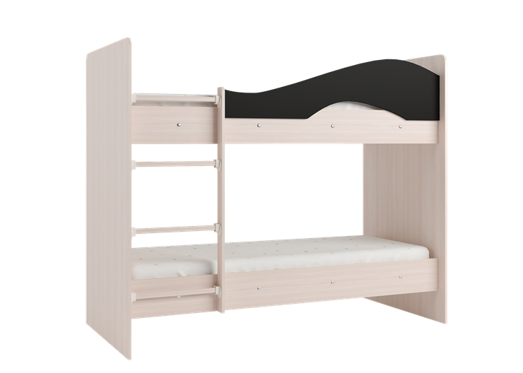Детская 2-этажная кровать Мая на щитах со шкафом и ящиками, корпус Млечный дуб, фасад Венге в Ульяновске - изображение 2
