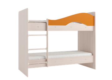 Детская 2-х ярусная кровать Мая с 2 ящиками на щитах, корпус Млечный дуб, фасад Оранжевый в Ульяновске - предосмотр 2