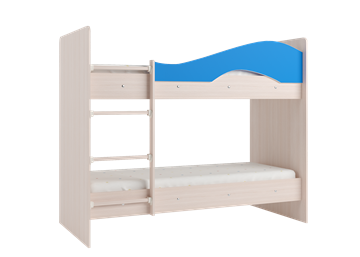 Двухэтажная детская кровать Мая с 2 ящиками на щитах, корпус Млечный дуб, фасад Синий в Ульяновске - предосмотр 2