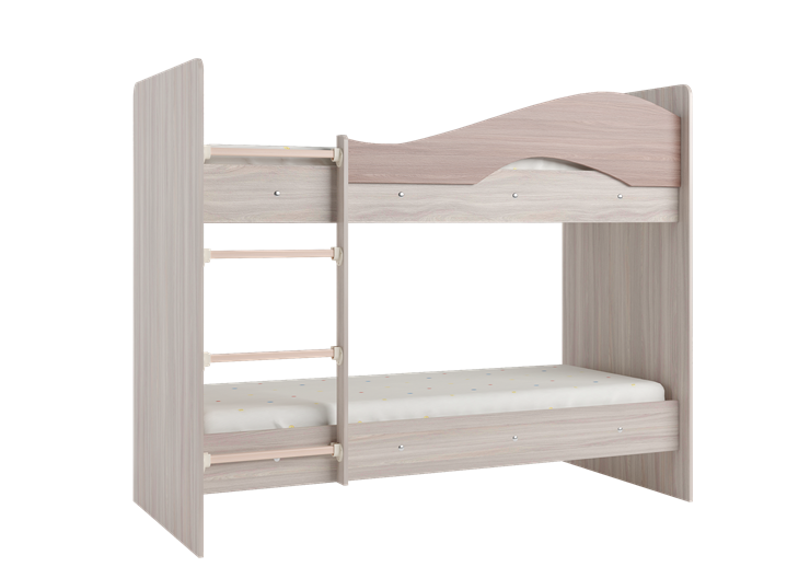 Двухэтажная кровать Мая с 2 ящиками на щитах, корпус Шимо светлый, фасад Шимо темный в Ульяновске - изображение 2