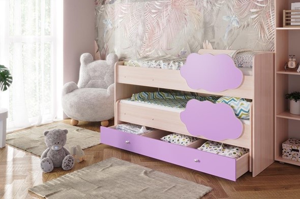 Детская двухъярусная кровать Соник 1.6 с ящиком, Ирис в Ульяновске - изображение