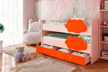 Детская 2-этажная кровать Соник 1.6 с ящиком, Оранжевый в Ульяновске
