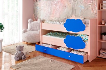 Детская двухэтажная кровать Соник 1.6 с ящиком, Синий в Ульяновске