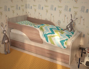 Детская кровать для мальчика Максимка, корпус Шимо светлый, фасад Шимо темный в Ульяновске