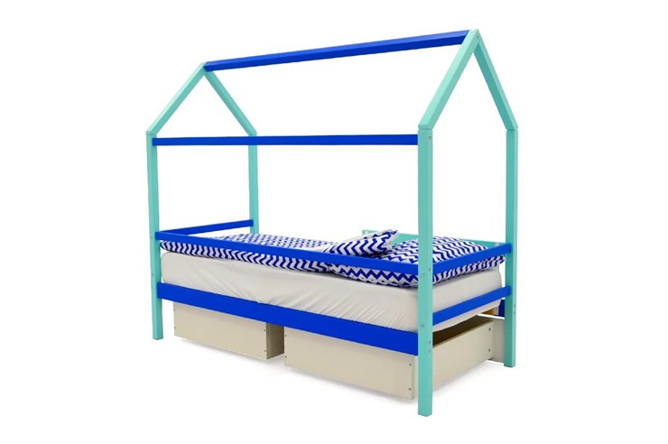 Кровать-домик в детскую Svogen синий-мятный в Ульяновске - изображение 4