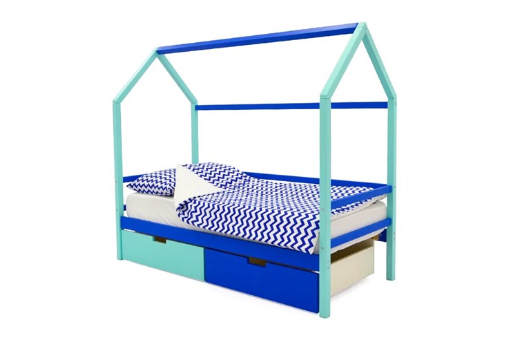 Кровать-домик в детскую Svogen синий-мятный в Ульяновске - изображение 3