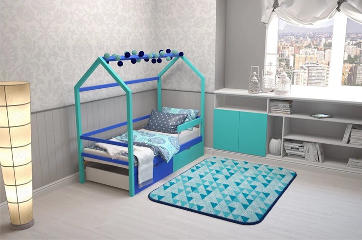 Кровать-домик в детскую Svogen синий-мятный в Ульяновске - изображение 6