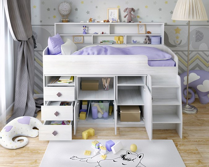 Кровать-чердак детская Малыш-5, цвет Винтерберг в Ульяновске - изображение 3