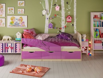 Детская кровать Дельфин, Фиолетовый глянец 80х180 в Ульяновске