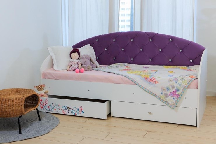 Кровать с ящиками Эльза без бортика, Фиолетовый (латы) в Ульяновске - изображение 5