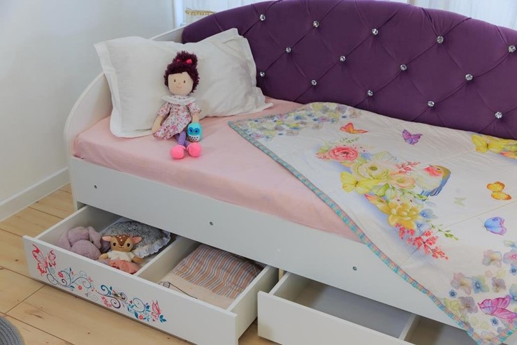 Кровать с ящиками Эльза без бортика, Фиолетовый (латы) в Ульяновске - изображение 6