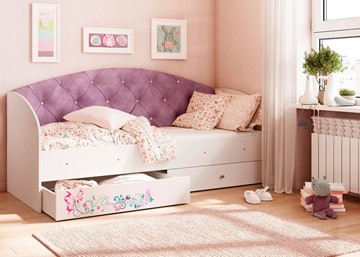 Кровать с ящиками Эльза без бортика, Фиолетовый (латы) в Ульяновске