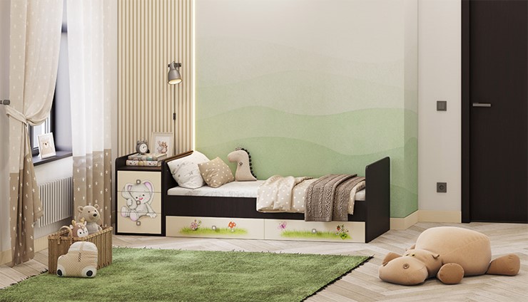 Детская кровать Фея 1100 Зайчонок Венге-бежевый в Ульяновске - изображение 5
