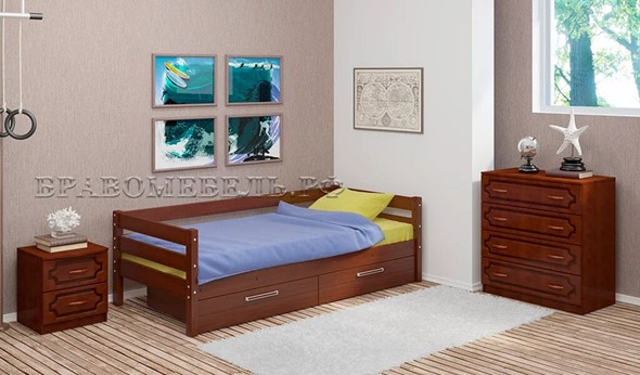 Кроватка Глория с ящиками(Орех) в Ульяновске - изображение