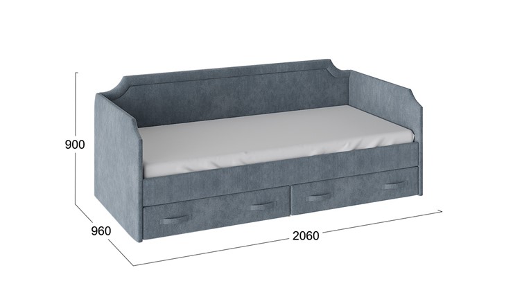 Кровать подростковая Кантри Тип 1, ТД-308.12.02 (Замша синяя) в Ульяновске - изображение 2