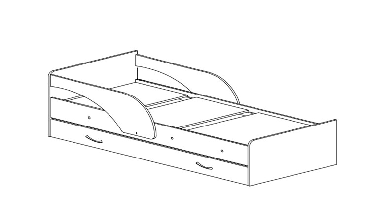 Кровать с ящиками Максимка, корпус Млечный дуб, фасад Салатовый в Ульяновске - изображение 1
