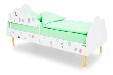 Детская кровать Stumpa Облако "Домики розовый, бирюзовый" в Ульяновске
