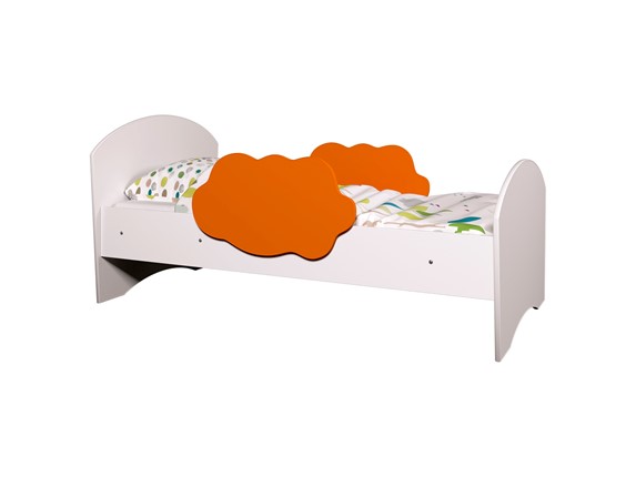 Кровать с бортиками Тучка, корпус Белый, фасад Оранжевый в Ульяновске - изображение