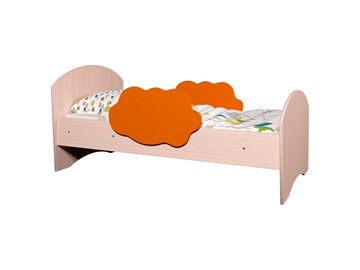Кровать с бортиками Тучка, корпус Дуб млечный, фасад Оранжевый в Ульяновске
