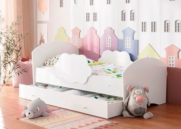 Детская кровать Тучка с ящиком, корпус Белый, фасад Белый в Ульяновске