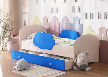 Кровать детская Тучка с ящиком, корпус Дуб млечный, фасад Синий в Ульяновске