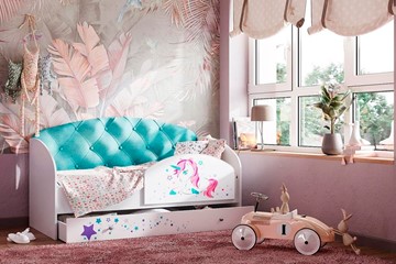 Детская кровать односпальная Звездочка с бортиком, Бирюза в Ульяновске