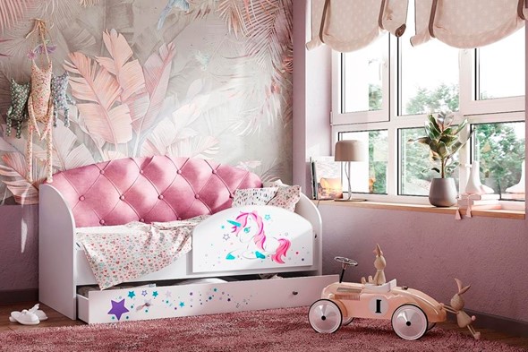 Детская кровать с ящиками Звездочка с бортиком, Розовый в Ульяновске - изображение