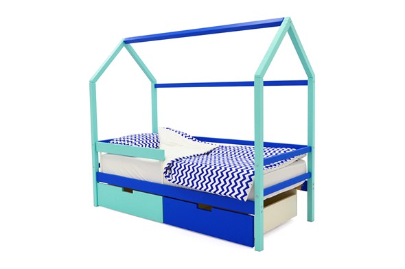 Кровать-домик в детскую Svogen синий-мятный в Ульяновске - изображение