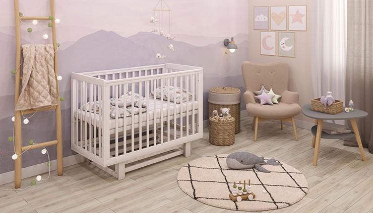 Кровать для новорожденных серия 3400 POLINI Kids Simple 340 с маятником Белый в Ульяновске - изображение 9