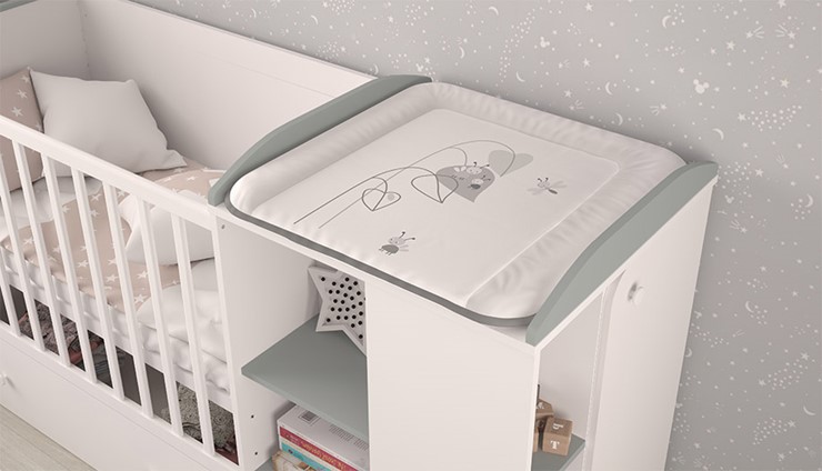 Детская кровать-трансформер с комодом POLINI Kids Ameli 800 Белый / Серый, серия AMELI в Ульяновске - изображение 3
